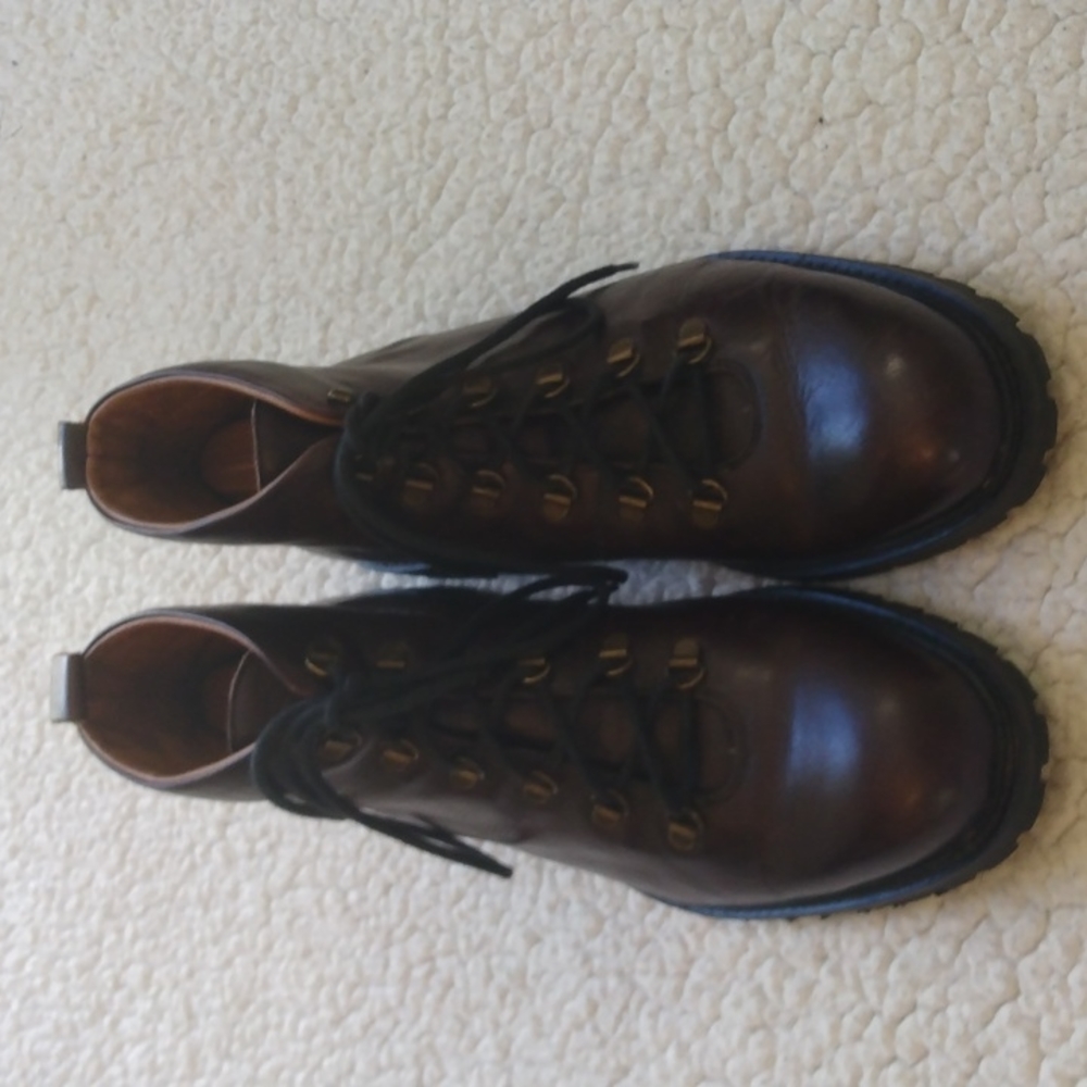 Mercanti Fiorentini Brown Calfskin Leather Hiking Boots (Made in Italy) 10.5 M - Picture 2 of 10